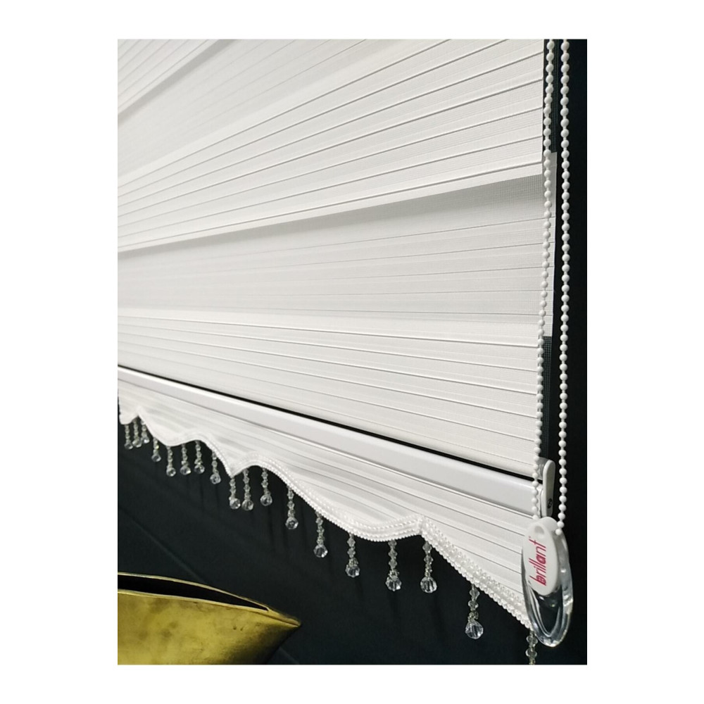 venedik home Brilllant Pliseli Beyaz Stor Zebra Perde Şeffaf Bonçuklu En X Boy Seçenekli 220 x 260 Beden Stor Perde Fiyatı
