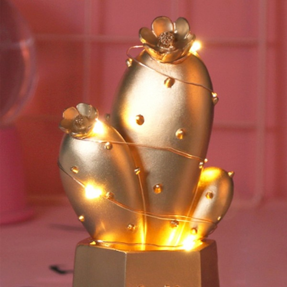 Venelda LED Işıklı Sevimli Kaktüs Dekoratif Masa Lambası Mini Biblo Gece Lambası Gold Led Aydınlatmalar Fiyatı