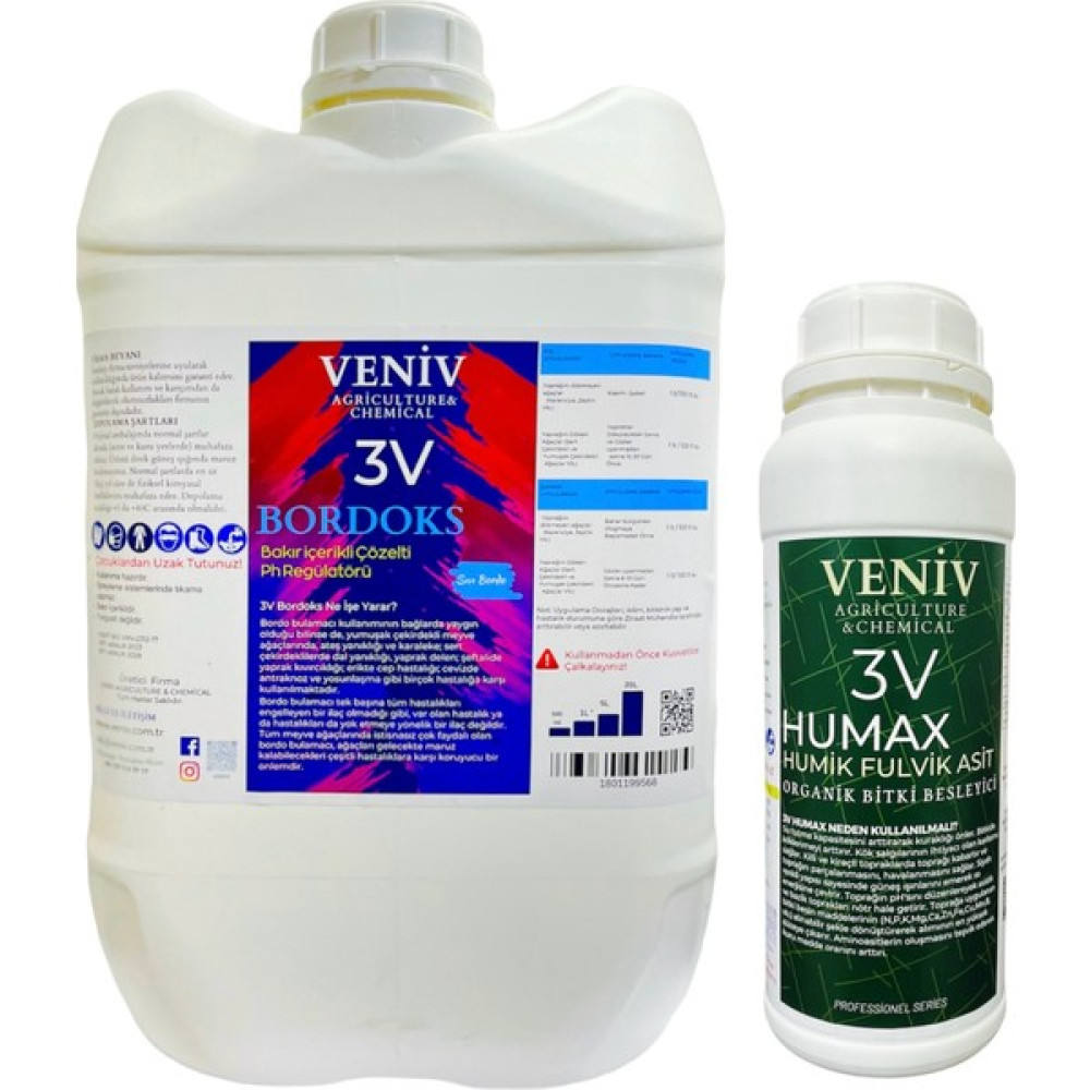 Veniv 3V Bordoks Hazır Sıvj Bordo Bulamacı 20 Lt (23 Kg) - Bakır Sülfat -Göztaşı + 3V Bitkisel Bitki Besini Hediye(1 Lt) Bitki Fiyatı