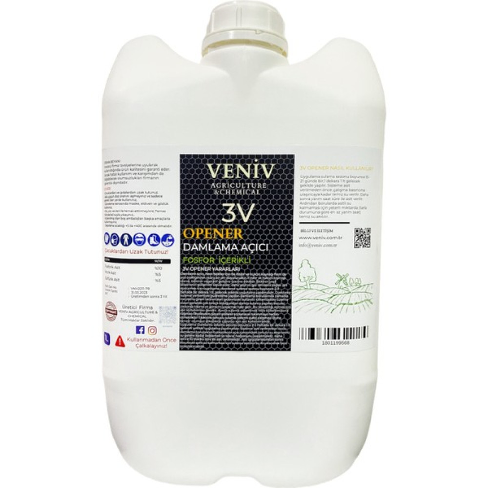 Veniv 3V Opener Fosfor Element Içerikli Damlama Açıcı 20 Lt - 20 Litre Gübre Fiyatı