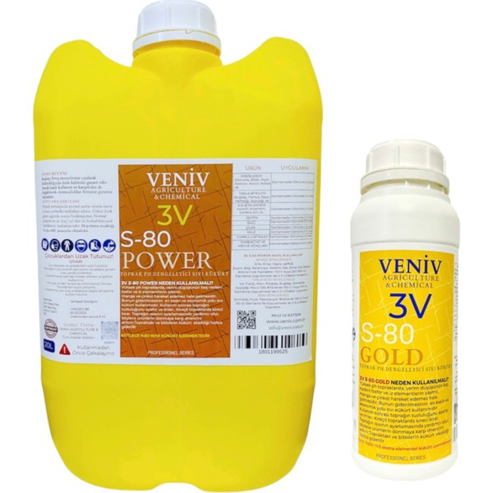 Veniv 3V S-80 Power 20 Lt - Sıvı Kükürt + Veniv 3V S-80 Gold 1 Lt - Yüksek Elementel Kükürt Içerikli sıvı kükürt ph dengeleyici Bitki Fiyatı