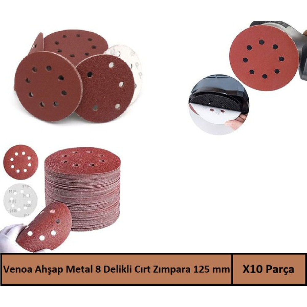 Venoa Ahşap Metal Delikli Cırt Zımpara Kağıdı 125 mm 10 Adet - 100 Kum Oto Boyaları Fiyatı