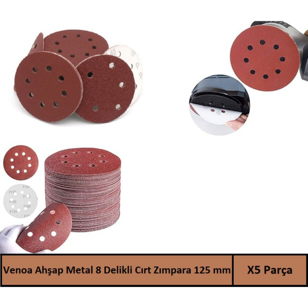 Venoa Ahşap Metal Delikli Cırt Zımpara Kağıdı 125 mm 5 Adet - 220 Kum Oto Boyaları Fiyatı