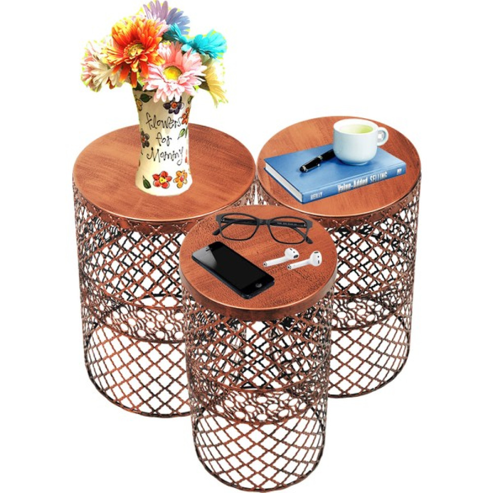 Venon Aydınlatma Venon Home Metal Modern Sehpa 3.lü Takım (250X480)+(300X480)+(350X480) Siyah Bakır Patine Zigon Sehpa Fiyatı