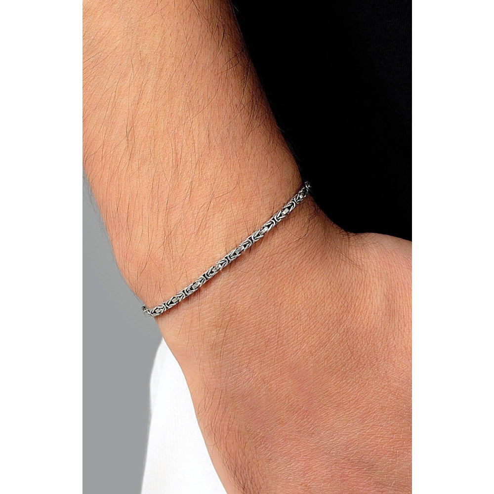 Ventino Silver 2mm Kral Kare 925 Ayar Gümüş Erkek Zincir Bileklik Veb-5252 19 cm Beden Gümüş Bilezik Fiyatı