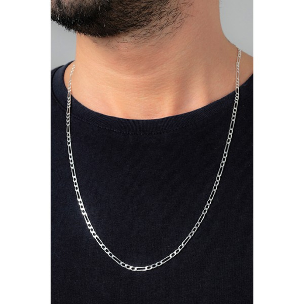 Ventino Silver Figaro Zincir Gümüş Erkek Kolye VEK-3025 - 60 cm Gümüş Kolye Fiyatı