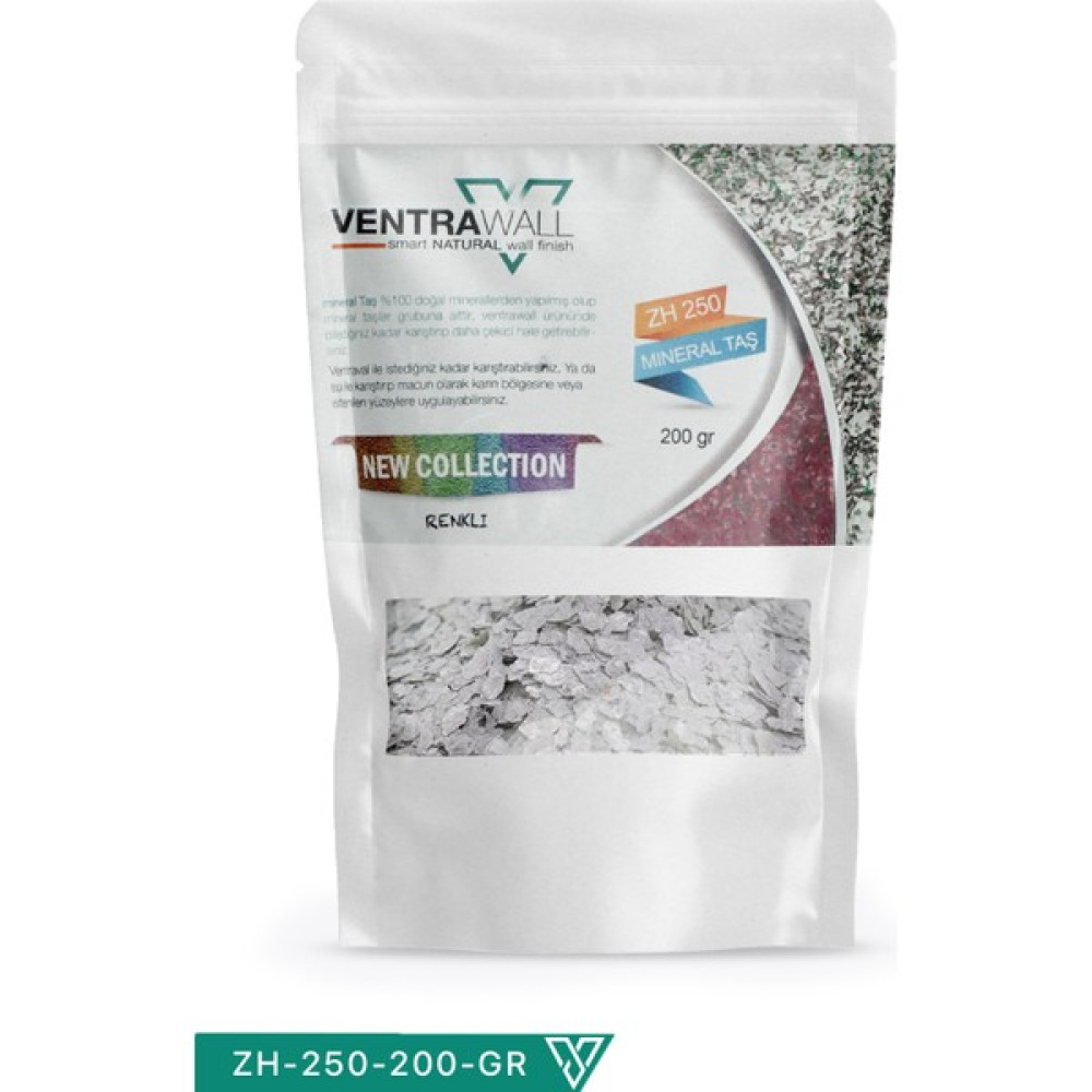 Ventrawall Duvar Boyası - Doğal Mineral Taş - Açık Gri Sim - Zh-250-200gr - 200 gr - BEYAZ İç Cephe Duvar Boyası Fiyatı