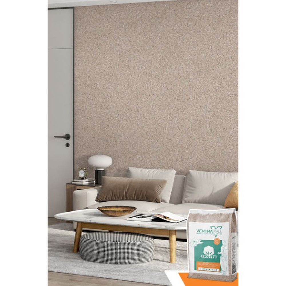 Ventrawall - Ipek Sıva | Canlı Sıva | Isı Ve Ses Yalıtımlı Sıva | %100 Pamuk | Krem | C05 - 5 kg |16,5m² İç Cephe Duvar Boyası Fiyatı