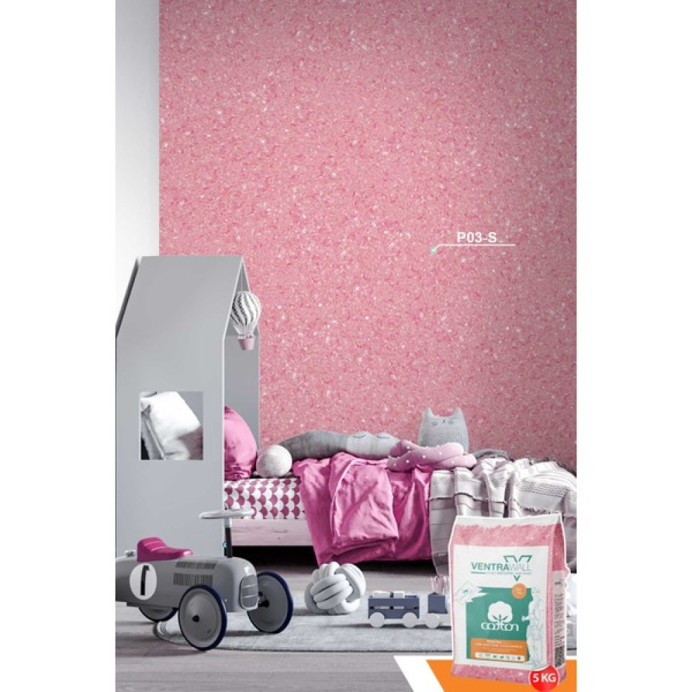 Ventrawall - Ipek Sıva | Canlı Sıva | Isı Ve Ses Yalıtımlı Sıva | %100 Pamuk| Pembe |P03-5KG |16,5m² - 5 kg İç Cephe Duvar Boyası Fiyatı