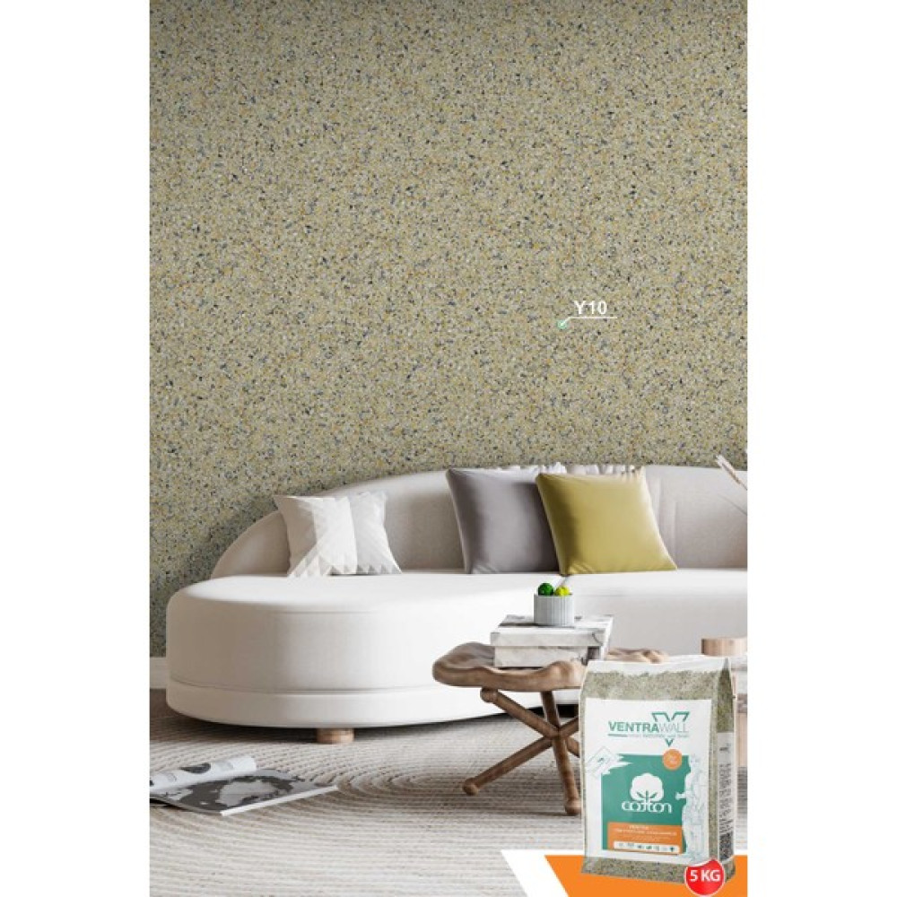 Ventrawall - Ipek Sıva | Canlı Sıva | Isı Ve Ses Yalıtımlı Sıva | %100 Pamuk | Sarı |Y10-5kg | 16,5m² - 5 kg İç Cephe Duvar Boyası Fiyatı