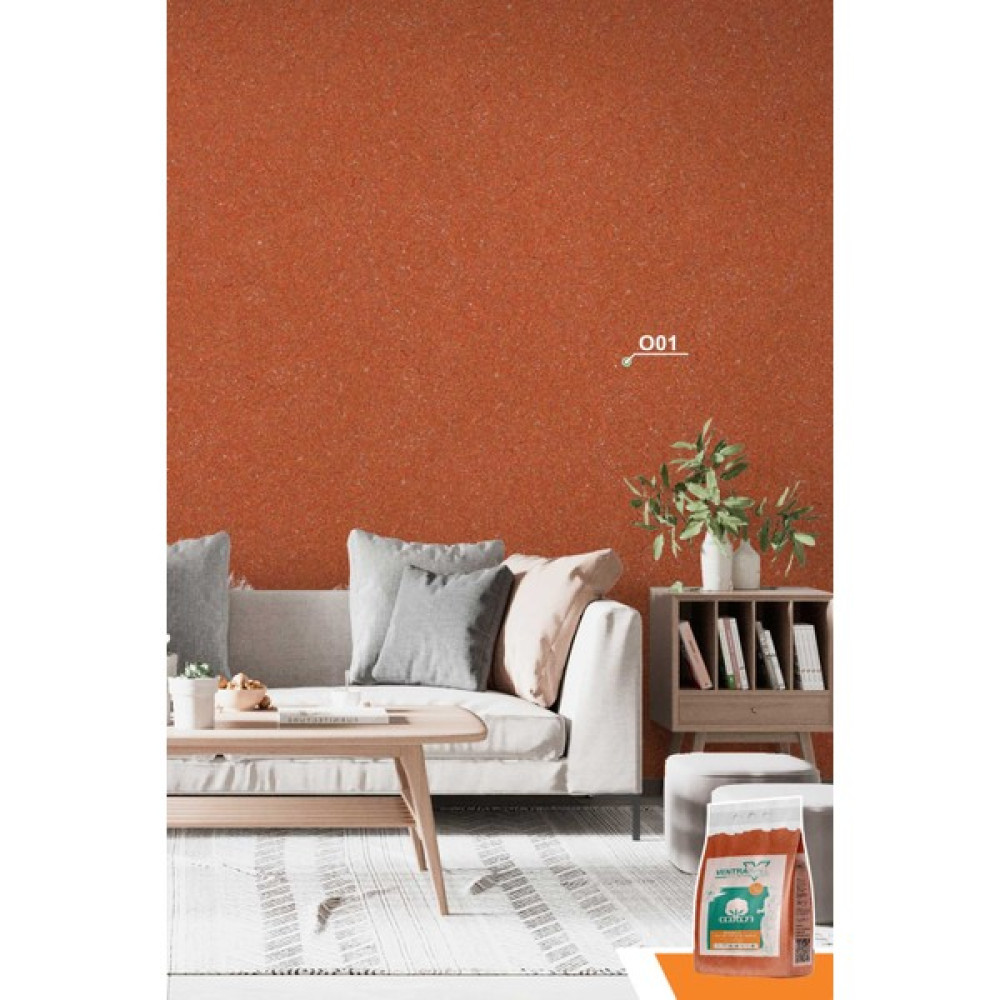 Ventrawall - Ipek Sıva | Canlı Sıva | Isı Ve Ses Yalıtımlı Sıva | Saf Pamuktan Üretilmiş | Turuncu | O01-1,5 kg | 5m² İç Cephe Duvar Boyası Fiyatı