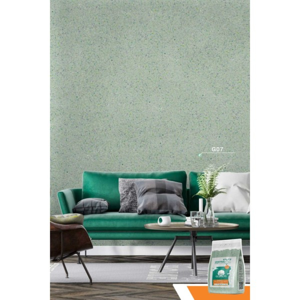 Ventrawall - Isı Ve Ses Yalıtımlı Sürülen Duvar Kağıdı |%100 Pamuk | Yeşil | G07 - 1,5 Kg | 5m² İç Cephe Duvar Boyası Fiyatı