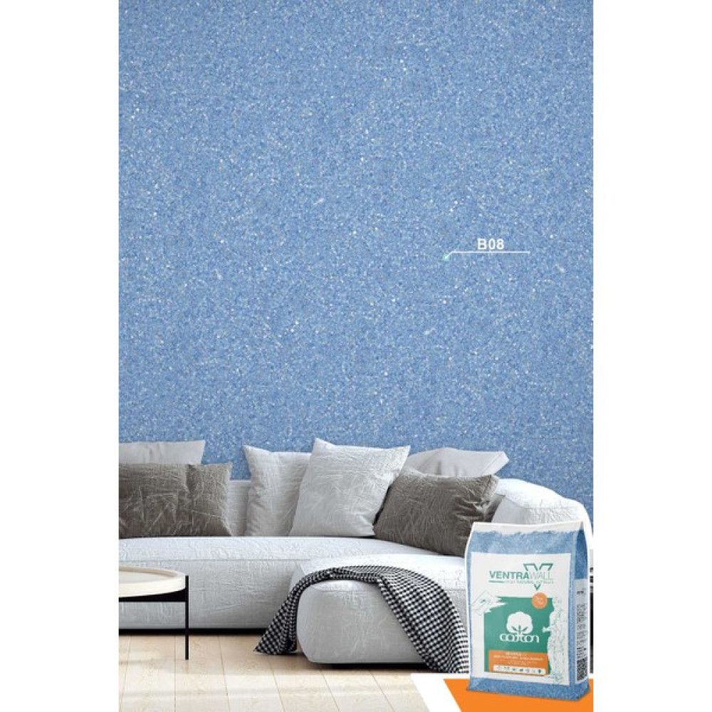Ventrawall - Isı Ve Ses Yalıtımlı Sürülen Duvar Kağıdı | Kendinden Yapışkanlı | Mavi |B08 - 5 kg| 16,5m² - 5 kg İç Cephe Duvar Boyası Fiyatı