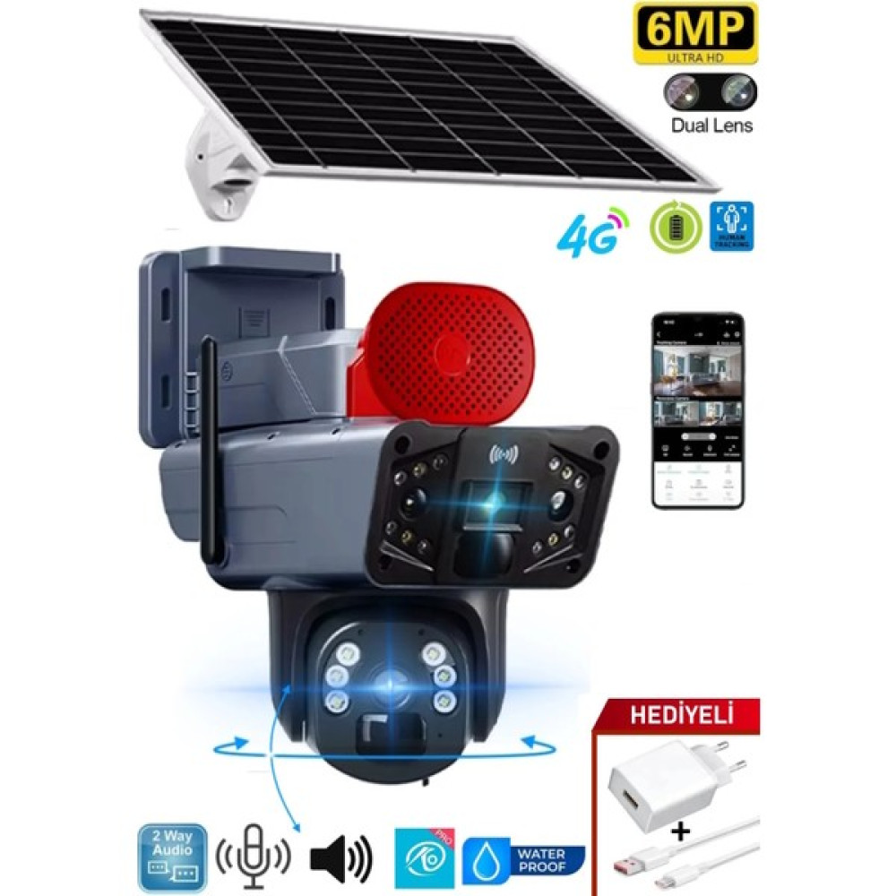 Ventus 47AI 6mp Dual Lens 4g Güneş Enerjili Hareketli Sesli Görüşme Gece Görüşlü Akıllı Kamera Şarj Cihazı Hediyeli Diğer Fiyatı