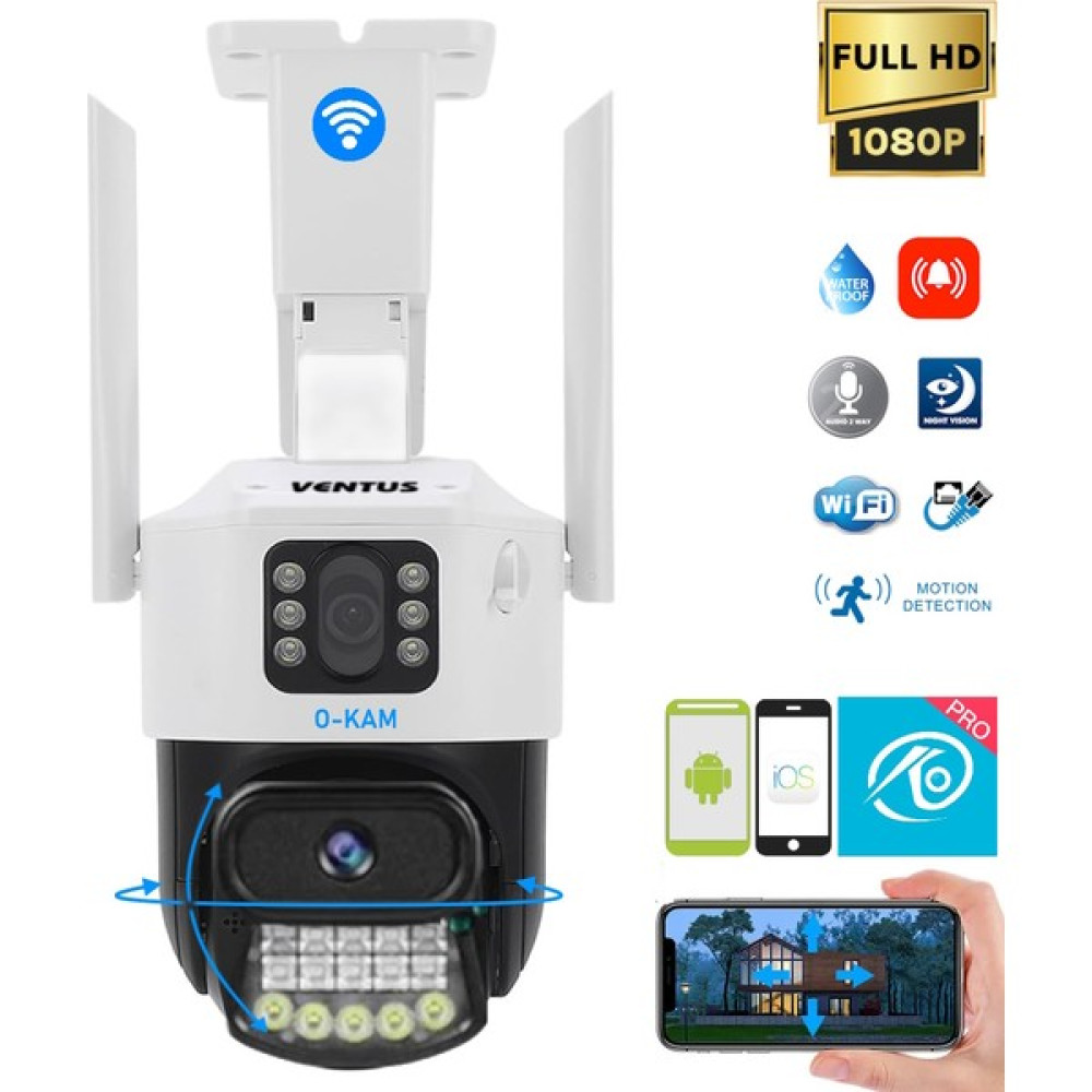 Ventus Apex Çift Lensli Hareketli Wi-Fi Akıllı Ip Güvenlik Kamerası Fullhd 1080P (O-Kam App) Gece Görüşlü Güvenlik Kameraları Fiyatı