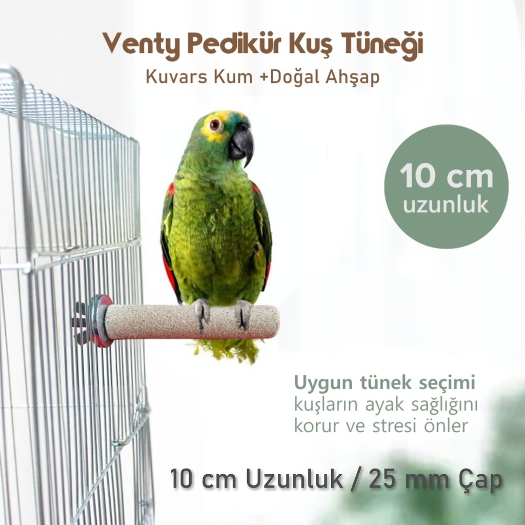 Venty Pedikür Papağan Tünek 25 mm Çap Uzunluk Seçenekli / 1 Adet - Kumlu Tünek- Zımpara Tünek - 10 cm Evcil Hayvan Ürünleri Fiyatı