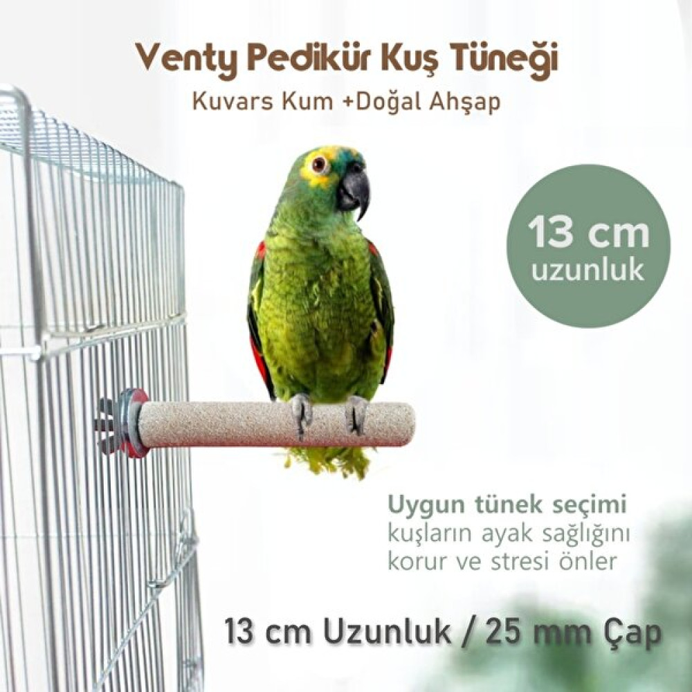Venty Pedikür Papağan Tünek 25 mm Çap Uzunluk Seçenekli / 1 Adet - Kumlu Tünek- Zımpara Tünek - 13 cm Evcil Hayvan Ürünleri Fiyatı
