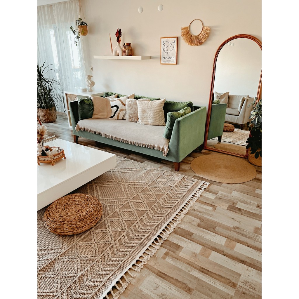 Venucci Home & Living Joya Serisi Modern Dekoratif Halı 60 x 110 cm Dokuma Bej Renkli Saçaklı Salon Halısı Fiyatı