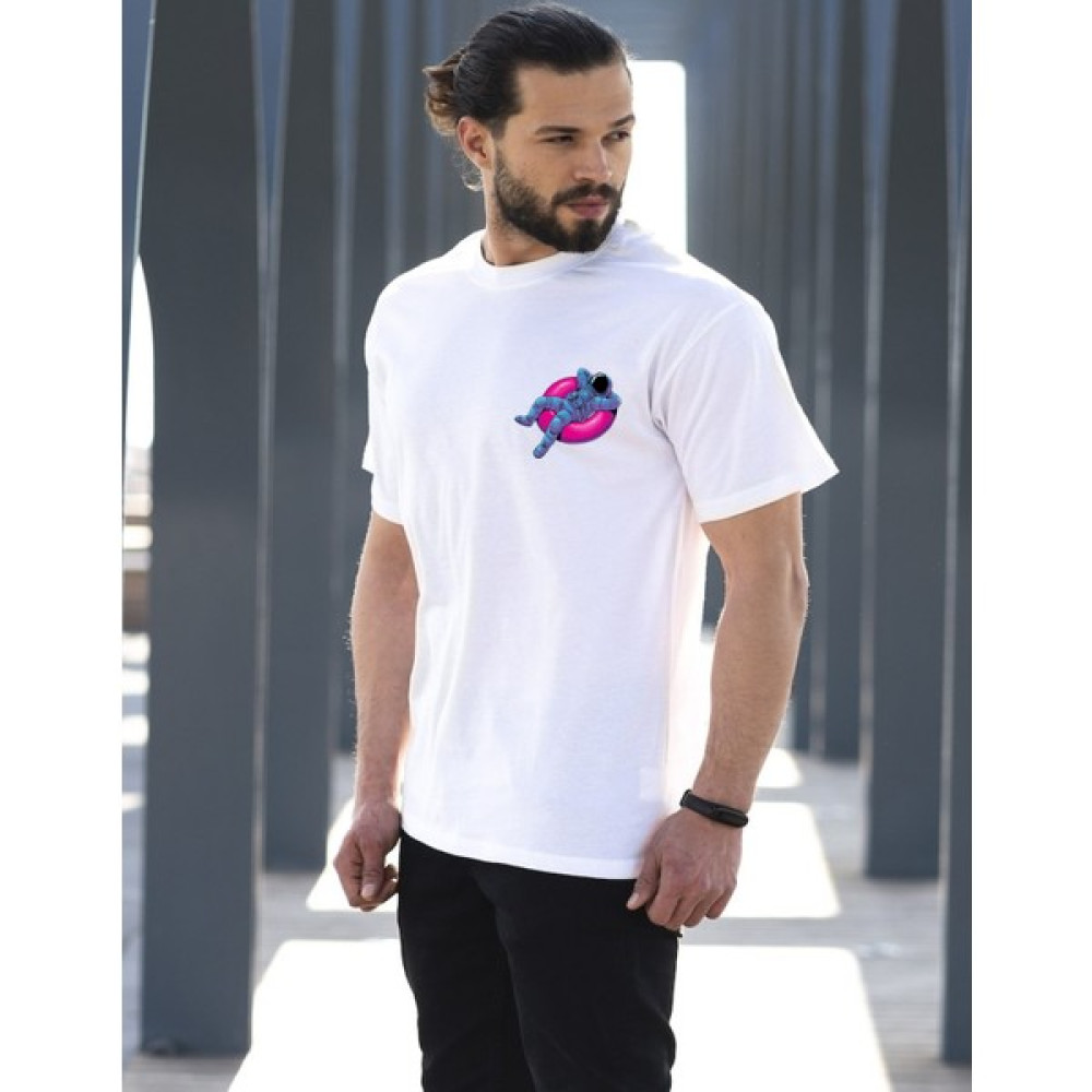 Veqar Astronot Adam Baskılı Siyah Oversize T- Shirt Erkek T-shirt Fiyatı