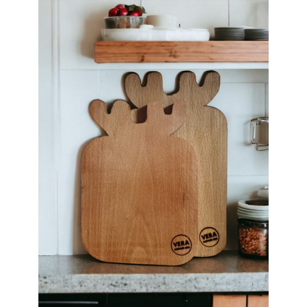 Vera Hediyelik Eşya 2'li Geyik Ahşap Kesme Tahtası Doğrama Sunum Servis Tabağı Yekpare Kayın Ağacı 23/27CM 3301000000770 Kesme Tahtaları / Kesim Tablaları Fiyatı