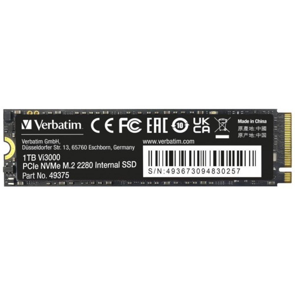 Verbatim VI3000 Pcıe Nvme™ M.2 SSD 1 Tb Okuma Hızı: 3.100 Mb/sn  Yazma Hızı: 2.200 Mb/sn SSD / Solid State Drive Fiyatı