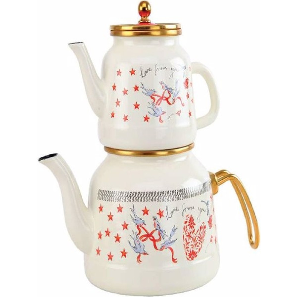 Verda Avşar Verda Emaye Vintage Çaydanlık Takımı Krem Çay / Çaydanlık Setleri Fiyatı