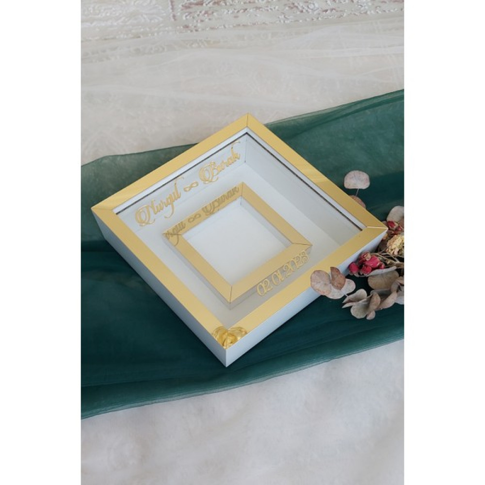 Verda Çerçeve Beyaz-Gold 25X25 cm Fotoğraf Bölümlü Verda Anı Çerçevesi-6 cm Derinlikli Anı Çerçevesi Resim & Fotoğraf Çerçevesi Fiyatı