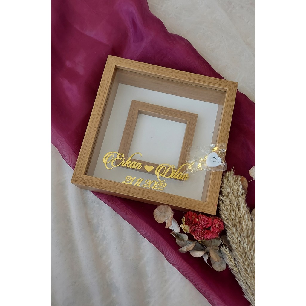 Verda Çerçeve Ledli 25X25 cm Fotoğraf Bölümlü Bambu Verda Anı Çerçevesi-6 cm Derinlikli Anı Çerçevesi Resim & Fotoğraf Çerçevesi Fiyatı