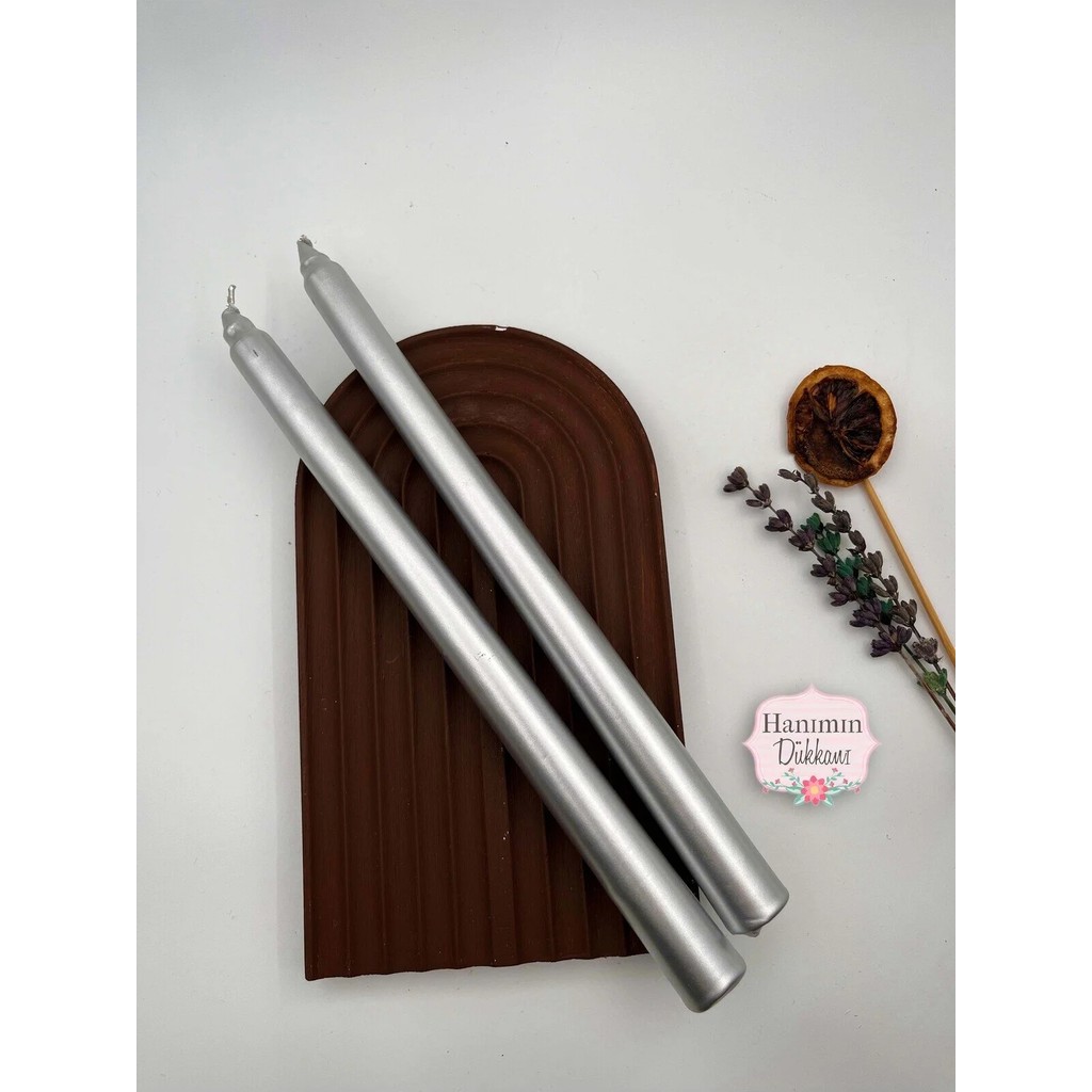 Verda Desing Dekoratif Metalik Gümüş Silver Şamdan Mumu 2 Li Set - 1 Diğer Fiyatı