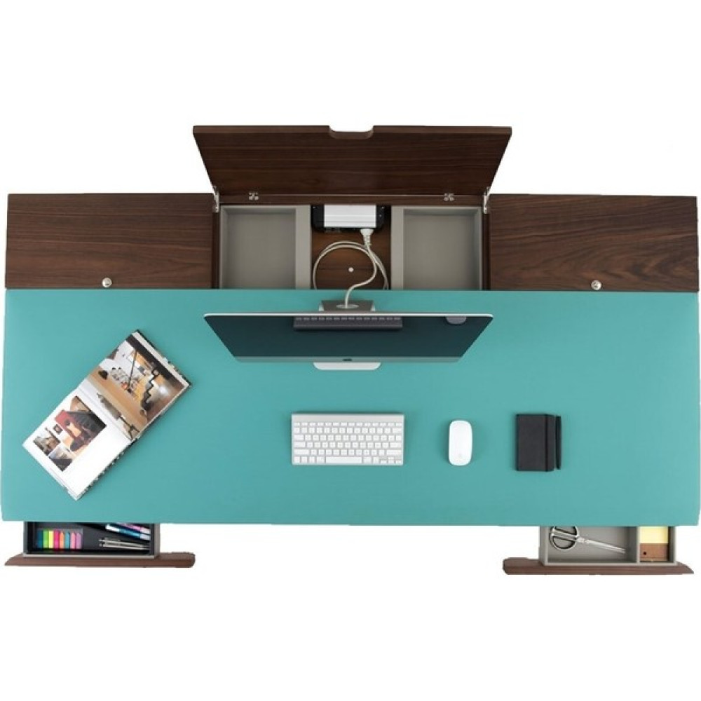 Verde Tasarım Picta 180 Modern ve Ergonomik Tasarım Ahşap Çalışma Ofis Yönetici ve Genç Masası Ceviz Masa Turkuaz - 180*85*75 Çalışma Masası Fiyatı