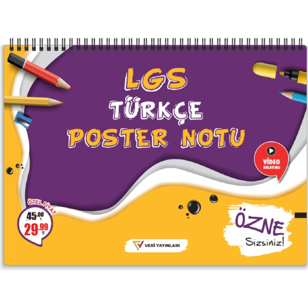 Veri Yayınevi LGS Türkçe Poster Notu Ders Sınav Kitapları Fiyatı