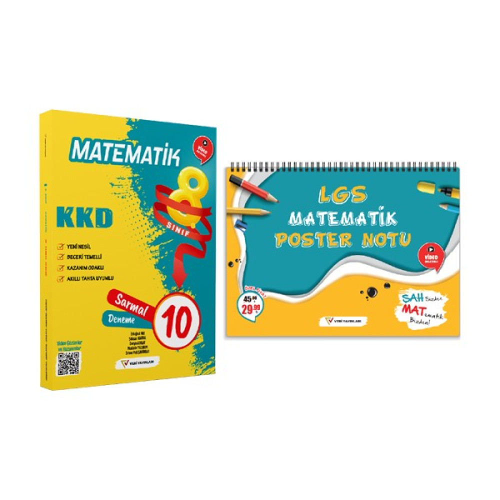 Veri Yayınları 8.sınıf Matematik Kkd Sarmal 10 Deneme ve Lgs Matematik Poster Notu Video Anlatımlı Ikili Set Ders Sınav Kitapları Fiyatı