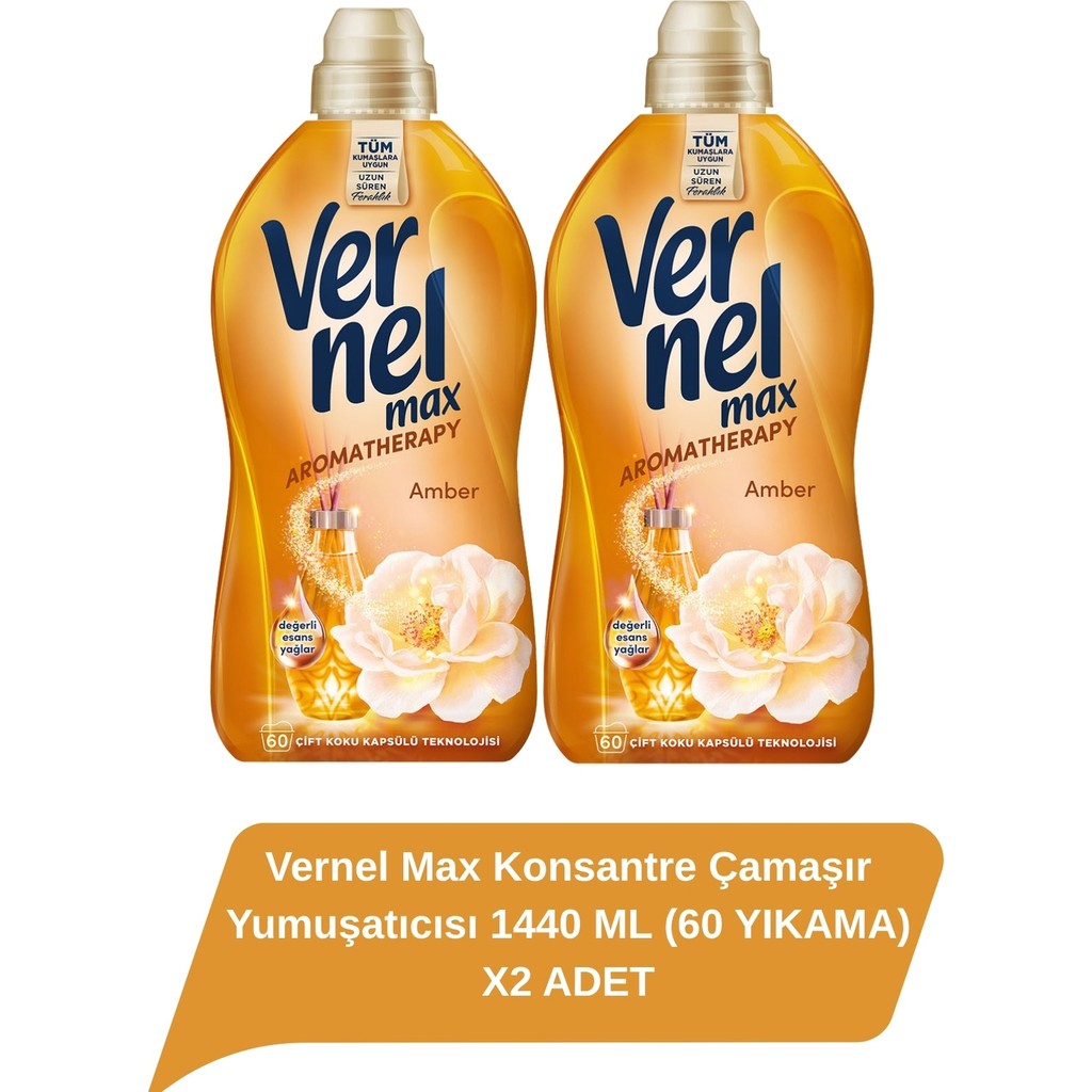 Vernel Konsantre Çamaşır Yumuşatıcısı 1440 ML (60 YIKAMA) AMBER X2 ADET - 3 lt Çamaşır Yıkama Fiyatı