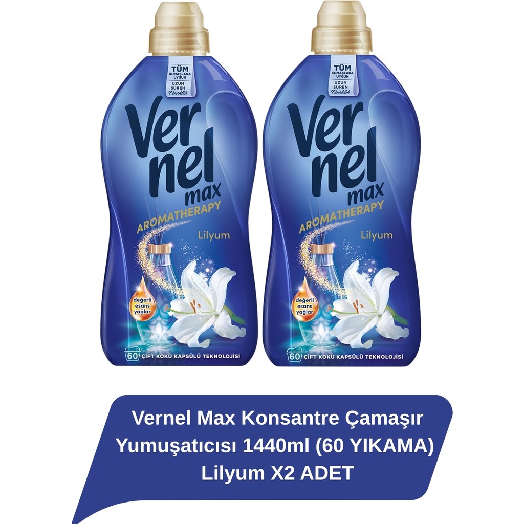 Vernel Konsantre Çamaşır Yumuşatıcısı 1440ml (60 YIKAMA) Lilyum X2 ADET - 1,2 lt Çamaşır Yıkama Fiyatı