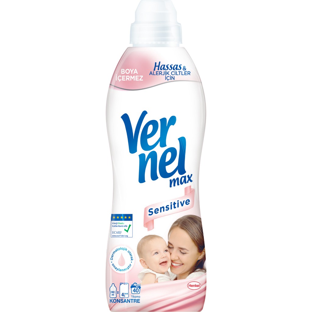 Vernel Max 960 ml Sıvı Çamaşır Yumuşatıcısı Hassas Ciltler İçin Konsantre ve Dermatolojik Olarak Onaylı Çamaşır Yıkama Fiyatı