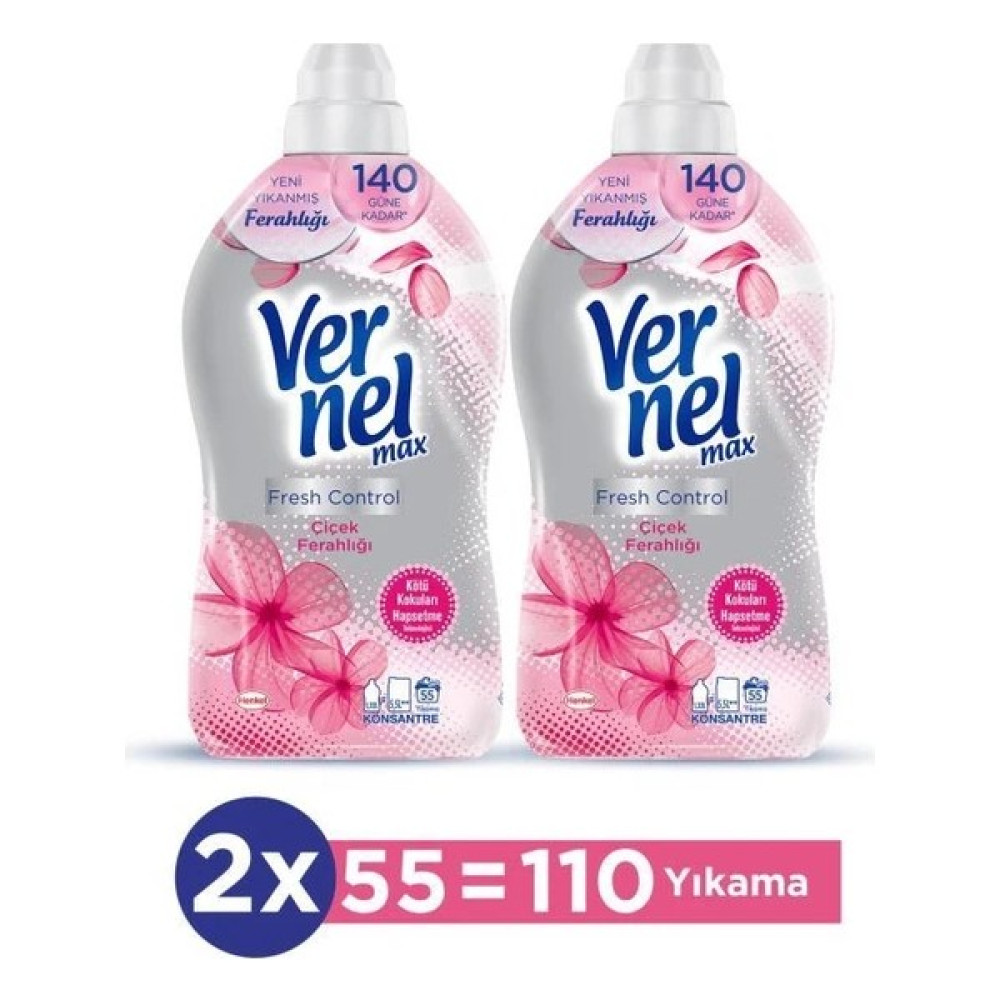 Vernel Max Fresh Control Çiçek Ferahlığı 1.32L  (2'li Set) (2x1.32L) - 1,2 lt Yumuşatıcı Fiyatı