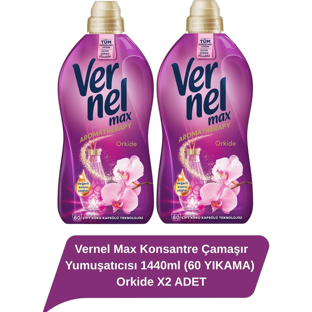 Vernel Max Konsantre Çamaşır Yumuşatıcısı 1440ml (60 YIKAMA) Orkide X2 ADET - 1,2 lt Çamaşır Yıkama Fiyatı