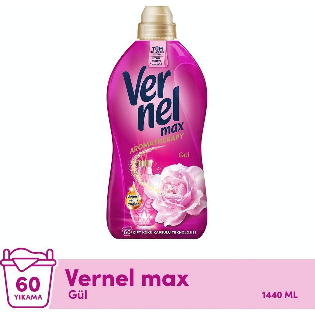 Vernel Max Konsantre Çamaşır Yumuşatıcısı 1440ML (60 Yıkama) Taze Gül - 1,5 lt Çamaşır Yıkama Fiyatı
