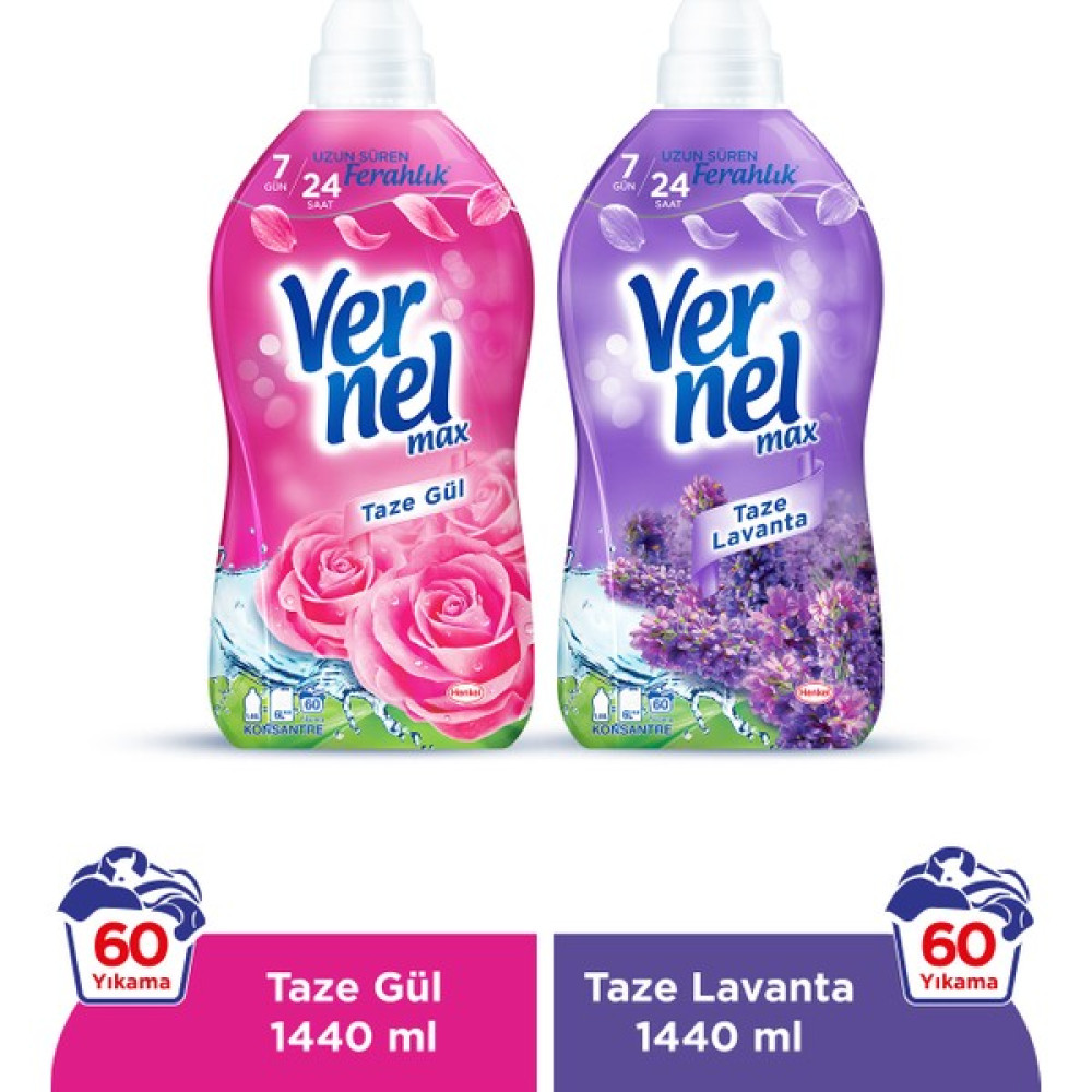 Vernel Max Taze Gül 1.44L & Vernel Max Taze Lavanta 1.44L (2'li Set) - 1,44 lt Yumuşatıcı Fiyatı