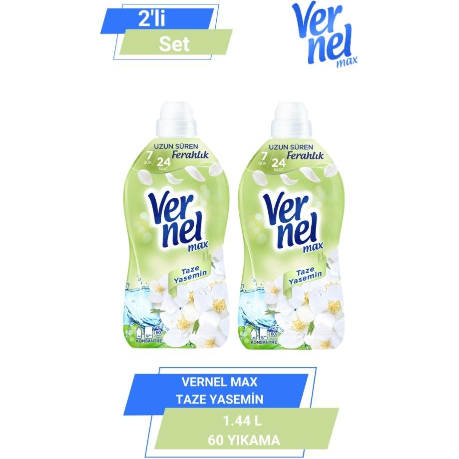 Vernelt Max 1.44 lt Taze Yasemin Konsantre Yumuşatıcı 60 Yıkama 2'li Set Ferah Koku - 1,44 lt Çamaşır Yıkama Fiyatı