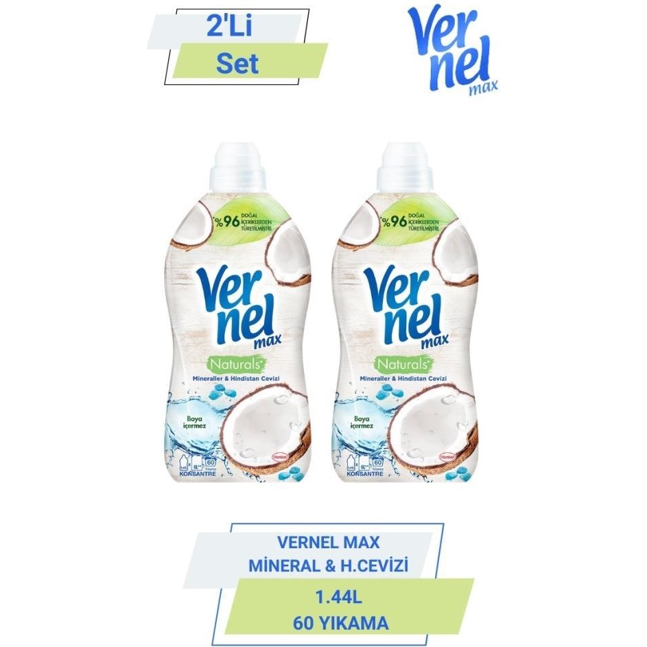Vernelt Max Mineralt&H.Cevizi 1.44lt 60 Yıkama 2'lti Set - 1,44 lt Yumuşatıcı Fiyatı