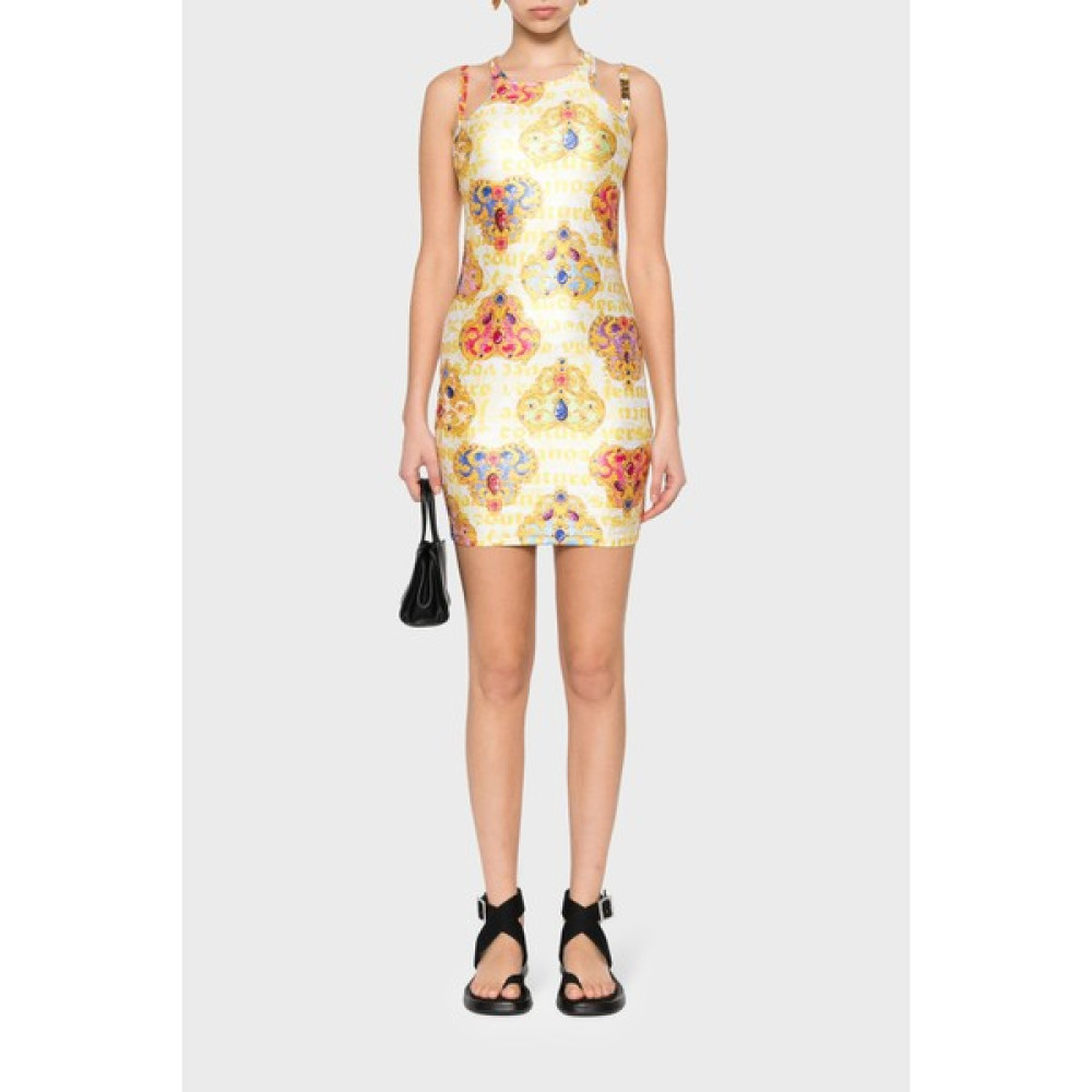 Versace Jeans Couture Desenli Bodycon Mini Elbise Bayan Elbise 76HAO944 JS348 G03 Elbise Fiyatı