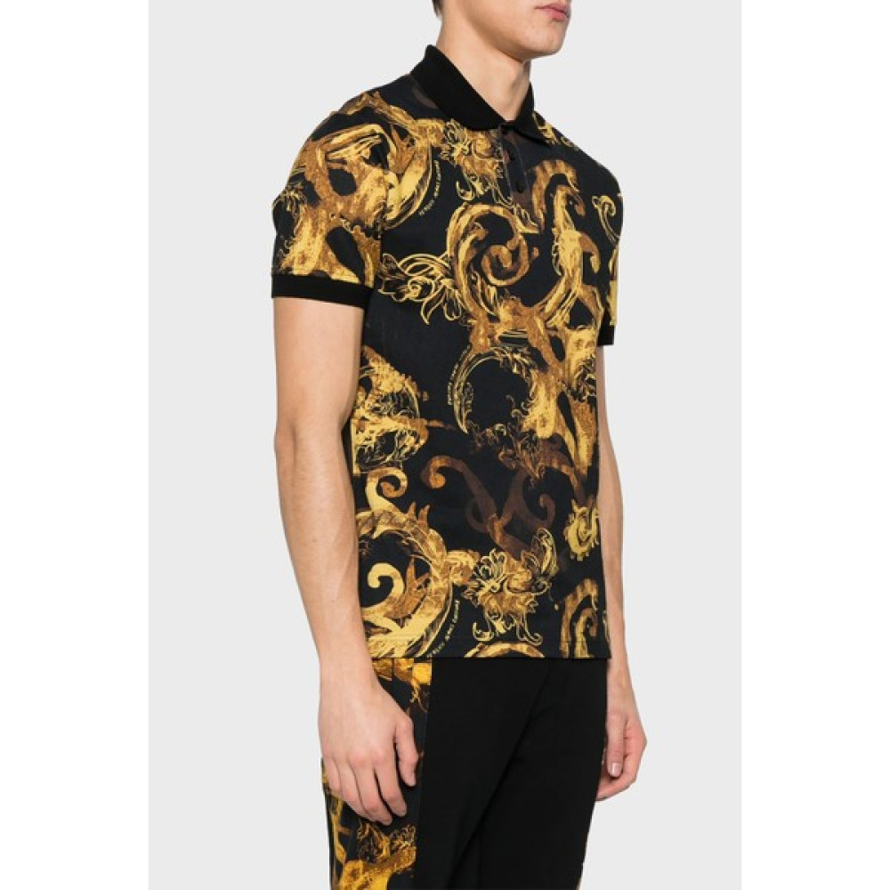 Versace Jeans Couture Desenli Pamuklu Slim Fit Polo Yaka T Shirt Erkek Polo Yaka T Shirt 76GAG6S0 JS286 G89 Erkek T-shirt Fiyatı