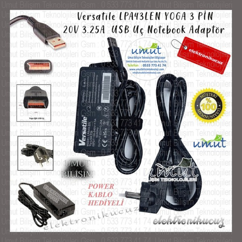 Versatile Lenovo Yoga 3 Pin Eğik USB Uç Uyumlu Adaptör Şarj Aleti 20V 3.25A Eğik USB Uç Adaptör Şarj Aleti Lenovo Yoga 3 Pin Adaptör Eğik Oto Boyaları Fiyatı