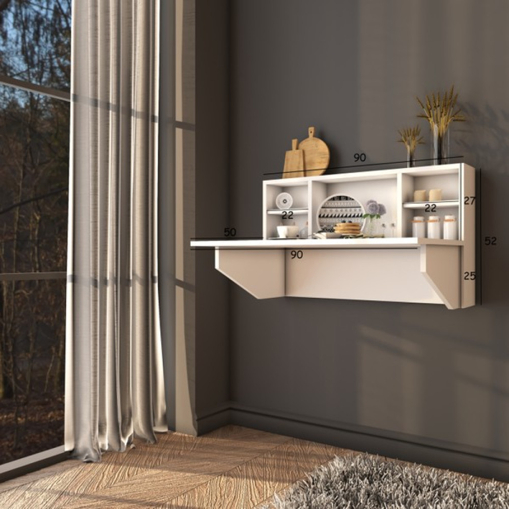 Vertex Mobilya Abra Çok Amaçlı Katlanır Masa Beyaz - 90 x 50 cm Çalışma Masası Fiyatı