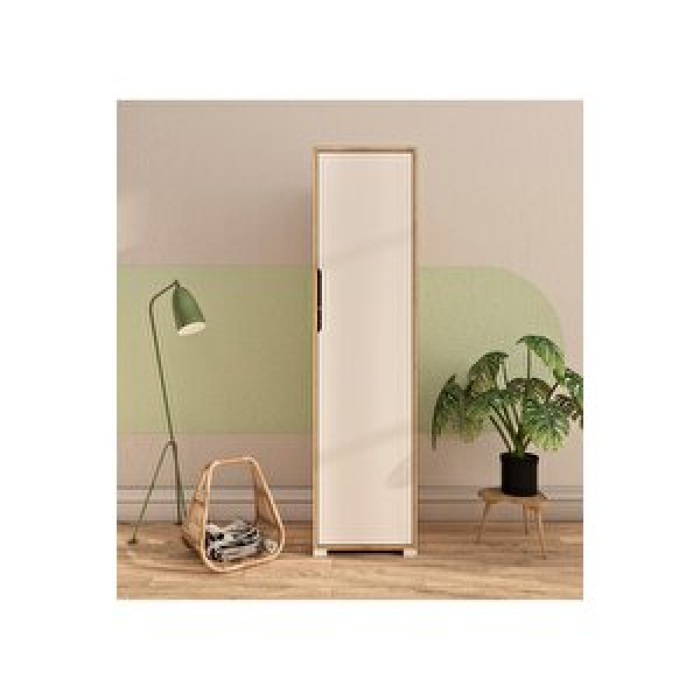 Vertex Mobilya Flora 1 Kapaklı 5 Raflı Gardırop Safir Meşe - Beyaz Elbise Dolabı Beyaz-Safir Meşe Gardrop & Dolap Fiyatı