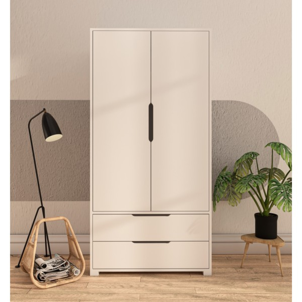 Vertex Mobilya Flora 2 Kapaklı 2 Çekmeceli Gardırop Beyaz Elbise Dolabı Gardrop & Dolap Fiyatı