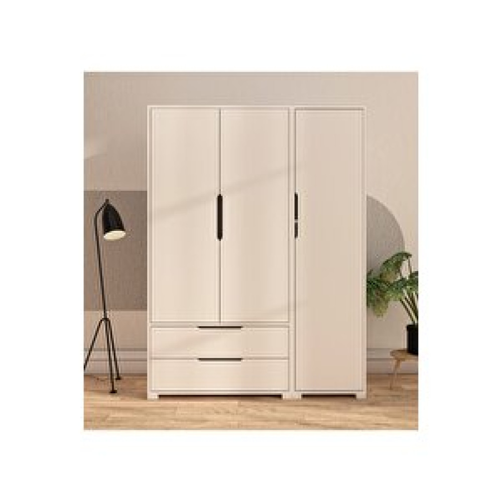 Vertex Mobilya Flora 3 Kapaklı 2 Çekmeceli Gardırop Beyaz Elbise Dolabı Beyaz Gardrop & Dolap Fiyatı