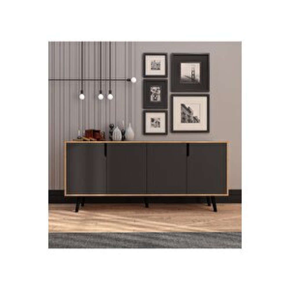 Vertex Mobilya Latina Ahşap Ayaklı Modern Konsol 180 Cm Safir Meşe - Antrasit Antrasit Konsol Mobilya Fiyatı