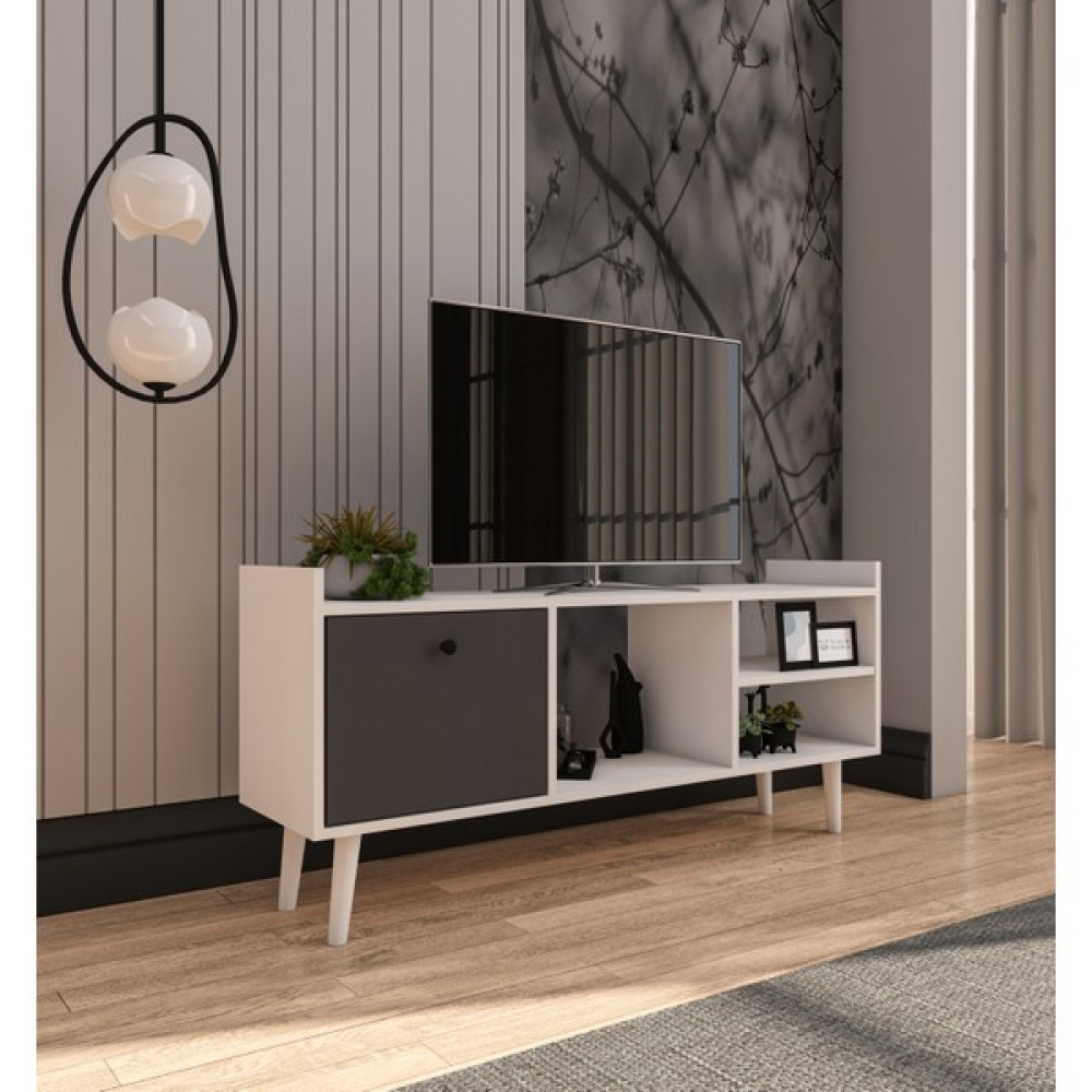 Vertex Mobilya Leo Tv Ünitesi Beyaz-Antrasit Televizyon Konsolu 140 cm Ekonomik Modül Sehpa - Beyaz - Antrasit Tv Ünitesi / Sehpası Fiyatı